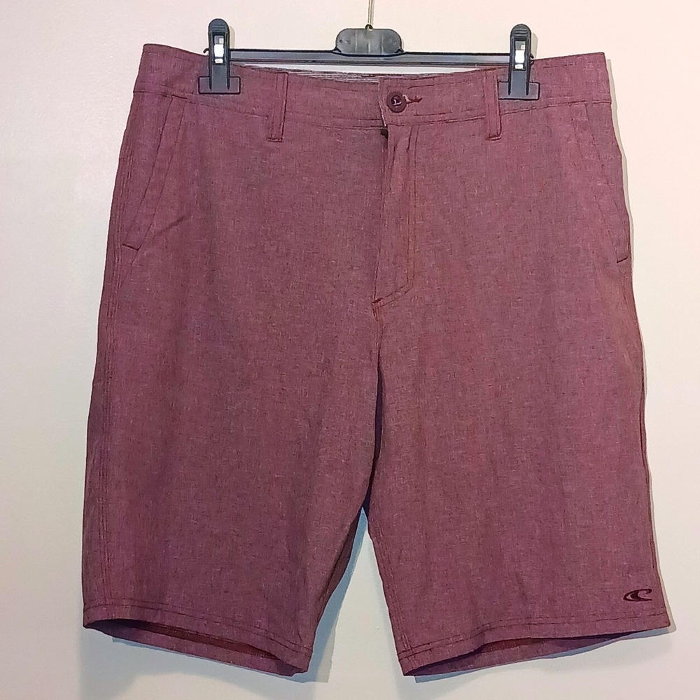 ONeill Mens Hybrid Shorts Burgundy Heathered Stretch Quick Dry Surf Skate 32